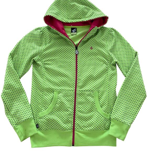 Volcom Tops - VTG Y2K Volcom Stone Neon Green Full Zip Hoodie size S Skateboarding